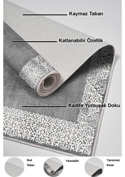 Dijital Salon Halısı Trend Keçe Kaymaz Taban Modern Sequoia Gri indirimleri