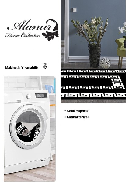 Dijital Salon Halısı Trend Keçe Kaymaz Taban Modern Starr Siyah modelleri