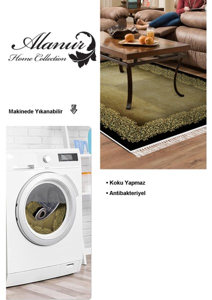Dijital Salon Halısı Star Pamuk Kaymaz Taban Saçaklı Modern Roana Kahve modelleri