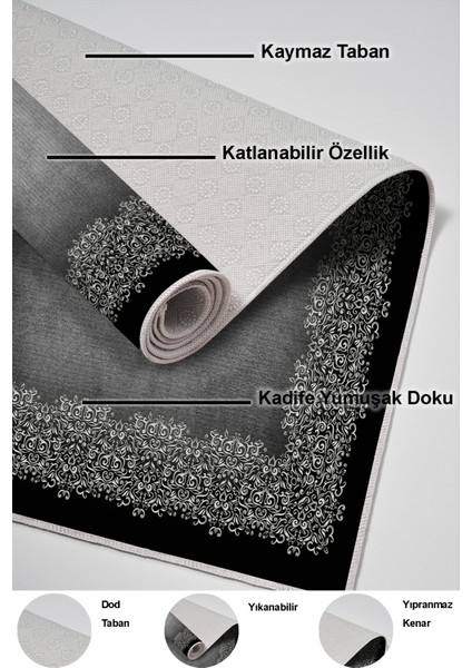 Dijital Salon Halısı Trend Keçe Kaymaz Taban Modern Roana Gri