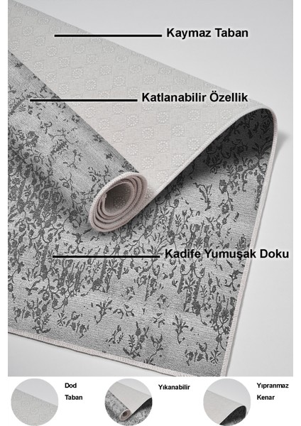 Dijital Salon Halısı Trend Keçe Kaymaz Taban Modern Krystle Gri indirimleri