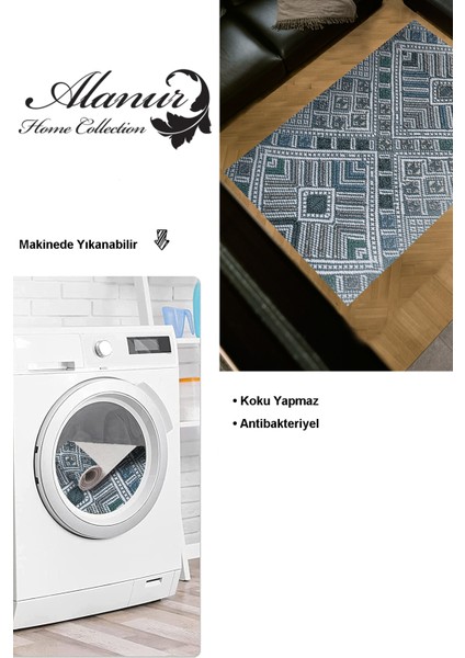 Dijital Salon Halısı Trend Keçe Kaymaz Taban Modern Rylee Mavi modelleri