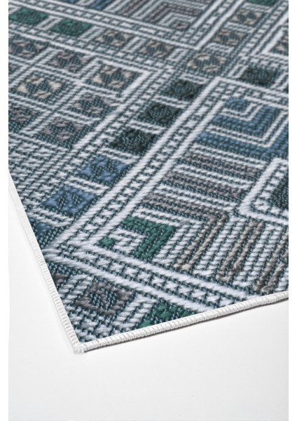 Dijital Salon Halısı Trend Keçe Kaymaz Taban Modern Rylee Mavi fırsatları