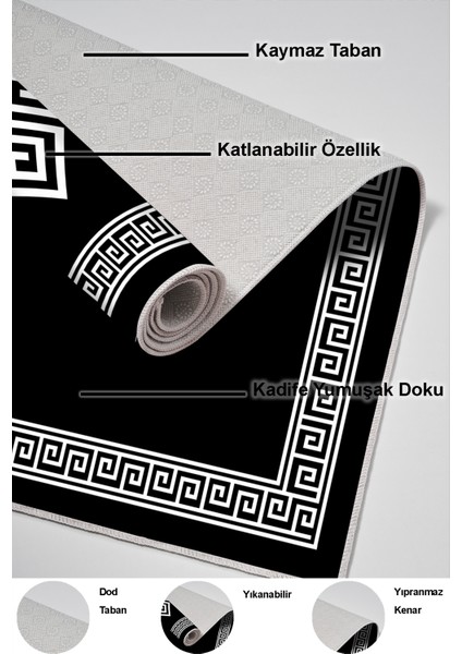 Dijital Salon Halısı Trend Keçe Kaymaz Taban Modern Kathryn Siyah indirimleri