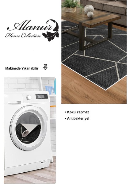 Dijital Salon Halısı Trend Keçe Kaymaz Taban Modern Shavonne Siyah modelleri