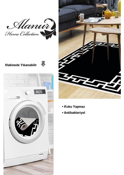 Dijital Salon Halısı Trend Keçe Kaymaz Taban Modern Constance Siyah modelleri