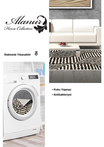 Dijital Salon Halısı Trend Keçe Kaymaz Taban Modern Evangelina Kahve modelleri