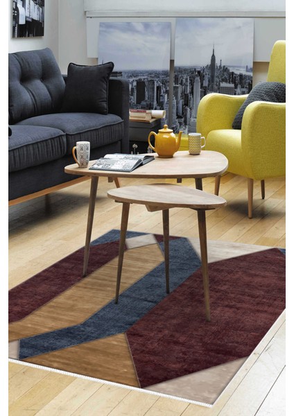 Dijital Salon Halısı Trend Keçe Kaymaz Taban Modern Indiana Renkli