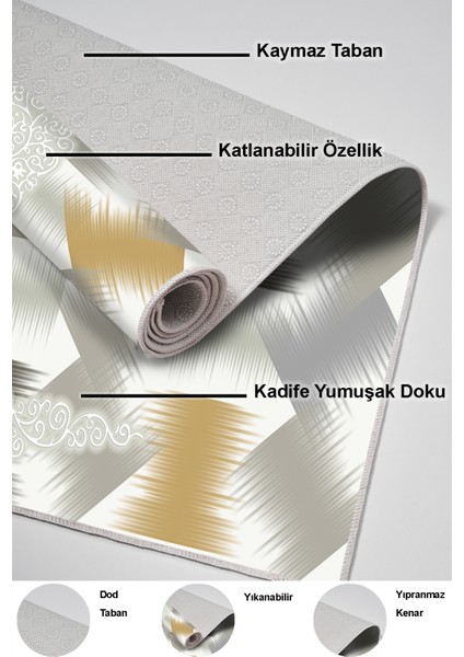Dijital Salon Halısı Trend Keçe Kaymaz Taban Modern Cleo Krem indirimleri