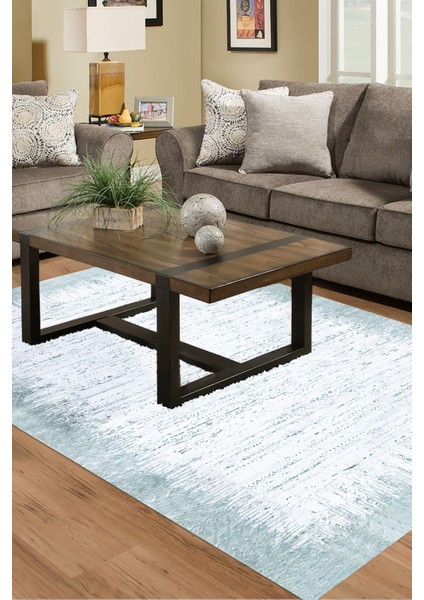 Dijital Salon Halısı Trend Keçe Kaymaz Taban Modern Evelina Mavi