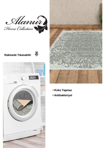Dijital Salon Halısı Yıldız Deri Kaymaz Taban Modern Katrina Yeşil modelleri