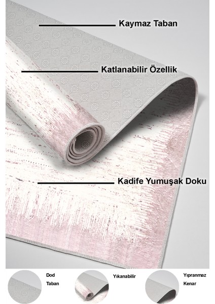Dijital Salon Halısı Trend Keçe Kaymaz Taban Modern Evelina Pudra indirimleri