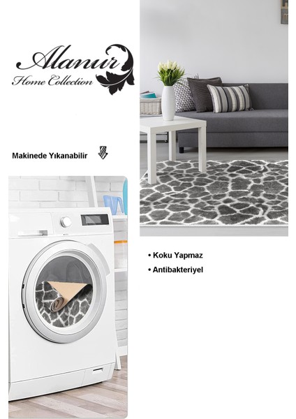 Dijital Salon Halısı Yıldız Deri Kaymaz Taban Modern Cherry Gri modelleri