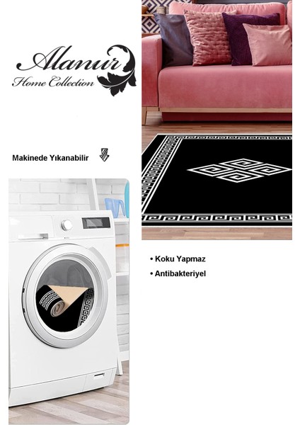 Dijital Salon Halısı Yıldız Deri Kaymaz Taban Modern Kathryn Siyah modelleri