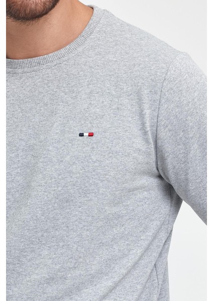 Erkek Gri Bisiklet Nakış Detaylı Regular Fit Sweatshirt indirimleri