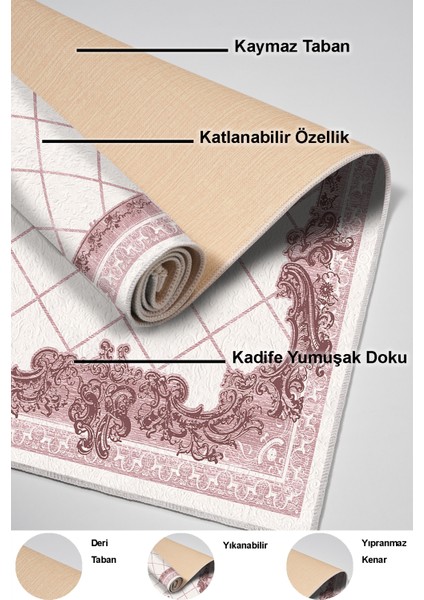 Dijital Salon Halısı Yıldız Deri Kaymaz Taban Modern Laoise Pudra