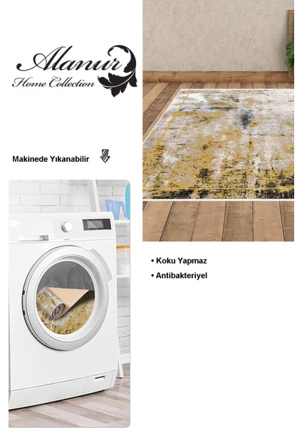 Dijital Salon Halısı Yıldız Deri Kaymaz Taban Modern Landen Hardal modelleri