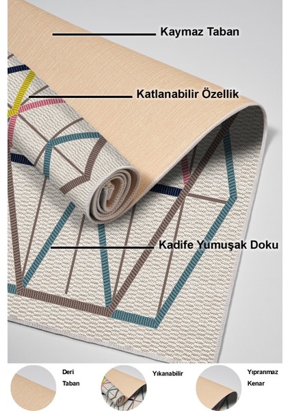 Dijital Salon Halısı Yıldız Deri Kaymaz Taban Modern Bay Renkli indirimleri
