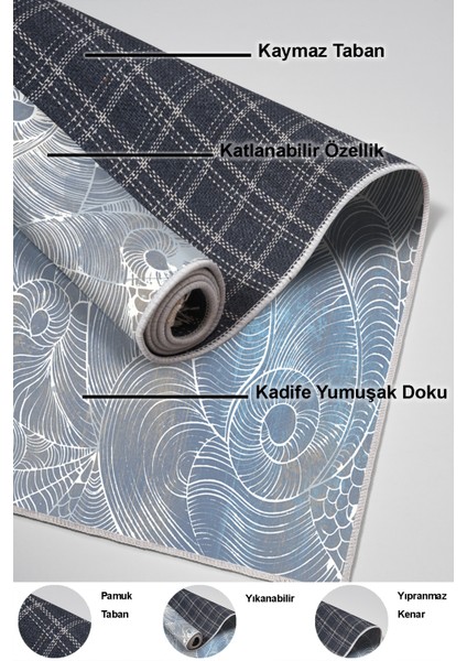 Dijital Salon Halısı Star Pamuk Kaymaz Taban Modern Corrina Lila indirimleri