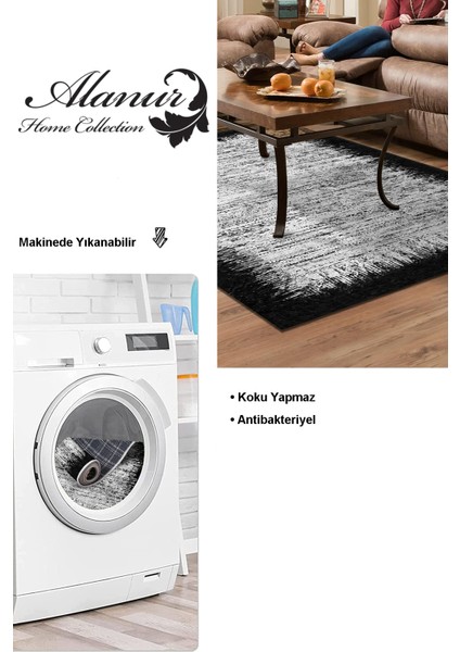 Dijital Salon Halısı Star Pamuk Kaymaz Taban Modern Evelina Siyah modelleri