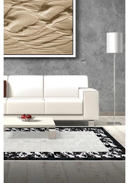 Dijital Salon Halısı Star Pamuk Kaymaz Taban Modern Mallow Siyah