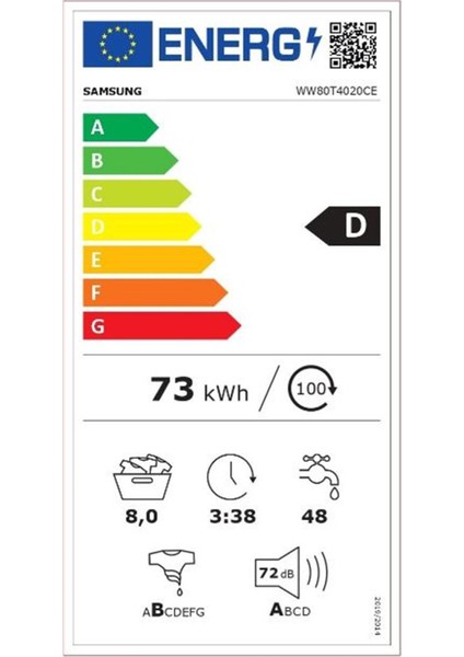 WW80T4020CE/AH 1200 Devir 8 kg Çamaşır Makinesi