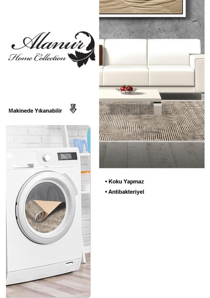 Dijital Salon Halısı Yıldız Deri Kaymaz Taban Modern Vanessa Kahve