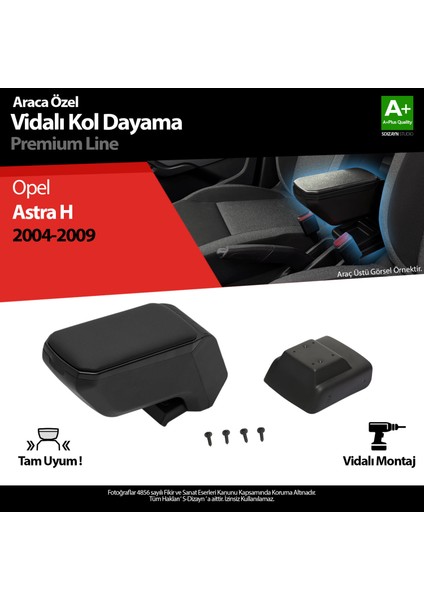 Opel Astra H Abs Vidalı Kol Dayama Kolçak Siyah 2004-2009 A+ Kalite