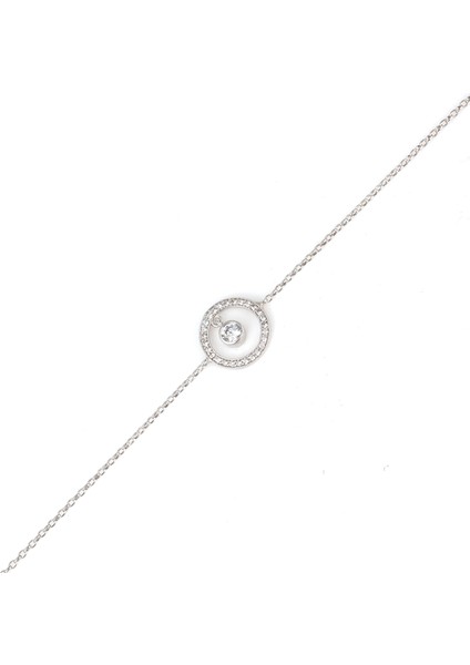 925 Ayar Gümüş Saklı Tektaş Modeli Zincir Bileklik