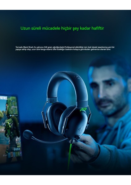 Blackshark V2X Razer Cyclone Black Shark V2X Oyuncu Kulaklığı Kablolu Kulaklık (Yurt Dışından)