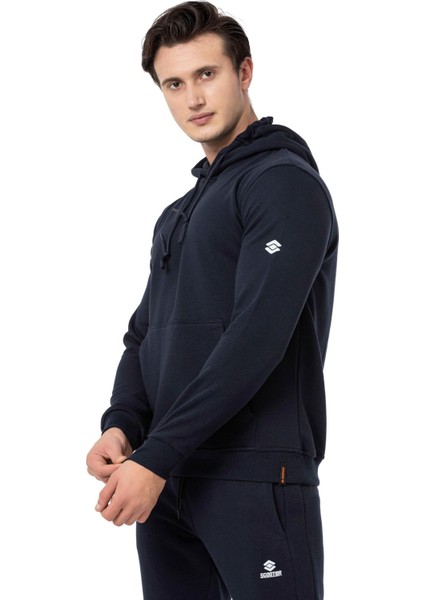 Lacivert Erkek Kapüşonlu Basic Sweatshirt M1518TL