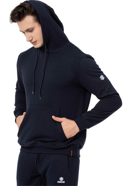 Lacivert Erkek Kapüşonlu Basic Sweatshirt M1518TL