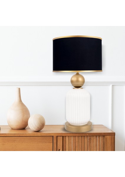 Lotus Gold White Cam Abajur
