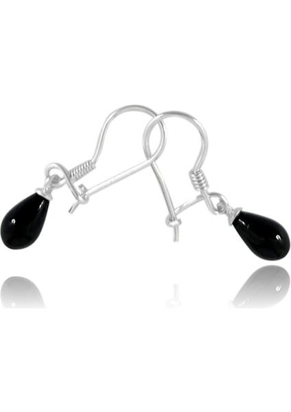 Oltu Taşlı 925 Ayar Damla Gümüş Sallantılı Kadın Küpe