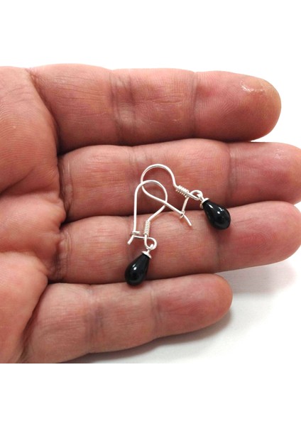 Oltu Taşlı 925 Ayar Damla Gümüş Sallantılı Kadın Küpe modelleri