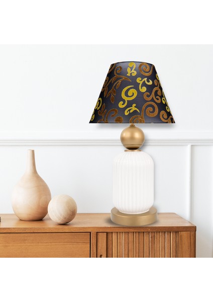 Lotus Gold - White Koni Cam Abajur fiyatları