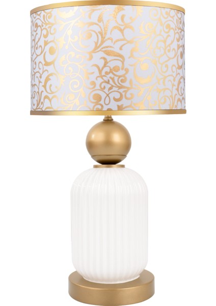 Lotus Gold White Cam Abajur