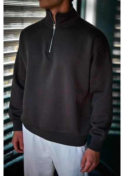 Erkek Içi Polarlı Fermuarlı Dik Yaka Sweatshirt modelleri