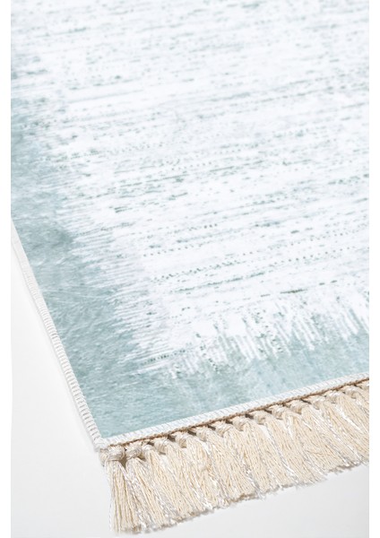 Dijital Salon Halısı Yıldız Deri Kaymaz Taban Saçaklı Modern Evelina Mavi fırsatları