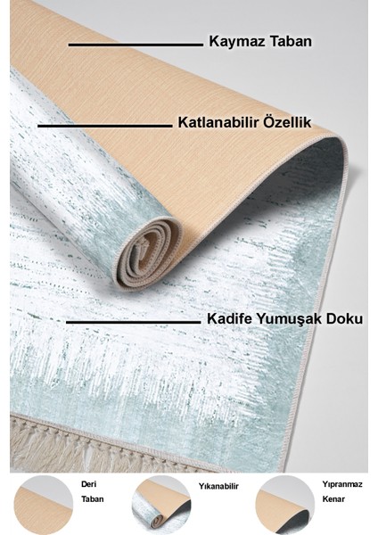 Dijital Salon Halısı Yıldız Deri Kaymaz Taban Saçaklı Modern Evelina Mavi indirimleri