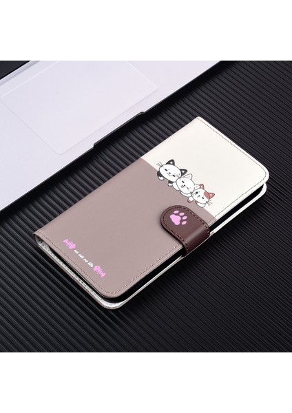 iPhone 14 Plus Sevimli Hayvan Desenli Kart Yuvalı Cüzdan Kılıfı (Yurt Dışından)