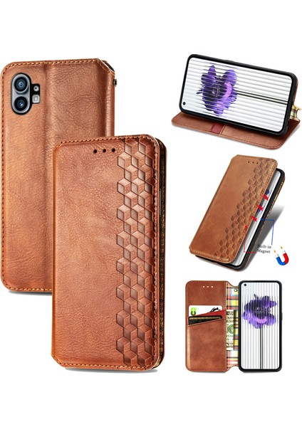 Nothing Phone (1) Kart Tutuculu Cüzdan Kılıfı, Pu Deri Çevirme Çubuğu Darbeye Dayanıklı Kapak (Yurt Dışından)