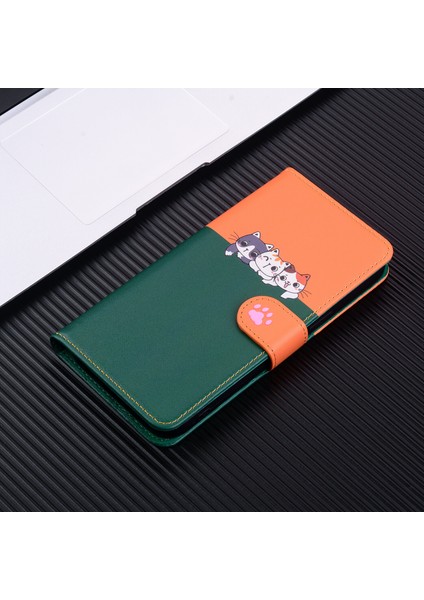iPhone 14 Plus Sevimli Hayvan Desenli Kart Yuvalı Cüzdan Kılıfı (Yurt Dışından)