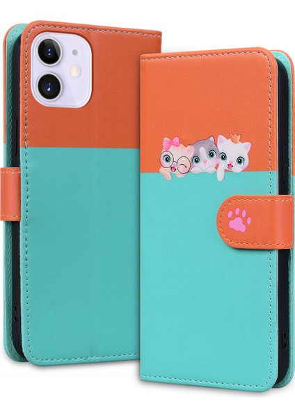 iPhone 12 Sevimli Hayvan Desenli Kart Yuvalı Cüzdan Kılıfı (Yurt Dışından) fiyatları