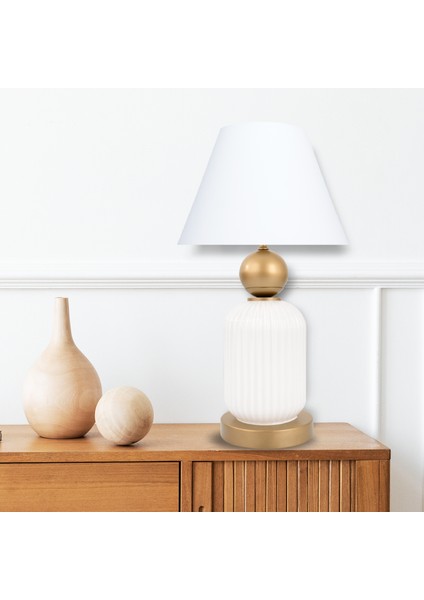 Lotus Gold - White Koni Cam Abajur fiyatları