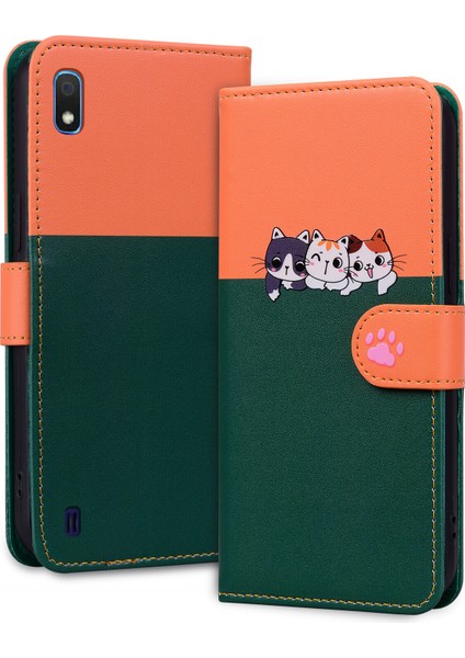 Samsung Galaxy A10 Sevimli Hayvan Desenli Kart Yuvalı Cüzdan Kılıfı (Yurt Dışından)