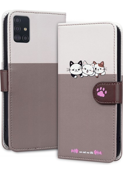 Samsung Galaxy A51 4g Sevimli Hayvan Desenli Kart Yuvalı Cüzdan Kılıfı (Yurt Dışından)