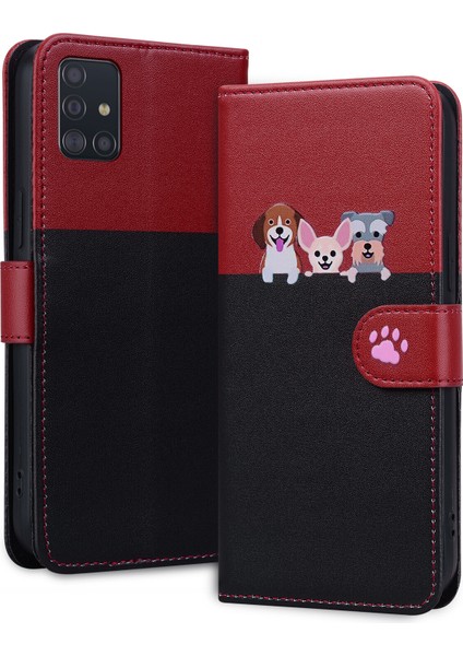 Samsung Galaxy A51 4g Sevimli Hayvan Desenli Kart Yuvalı Cüzdan Kılıfı (Yurt Dışından)