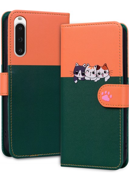 Sony Xperia 10 V Sevimli Hayvan Desenli Kart Yuvalı Cüzdan Kılıfı (Yurt Dışından)