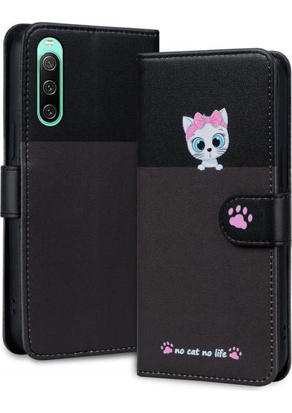 Sony Xperia 10 Iv Sevimli Hayvan Desenli Kart Yuvalı Cüzdan Kılıfı (Yurt Dışından)